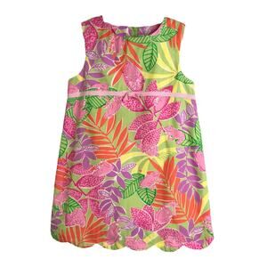 Lilly‎ Pulitzer Dress Girls Size 4T Pink Summery Tropical Frog Print  Back Zip